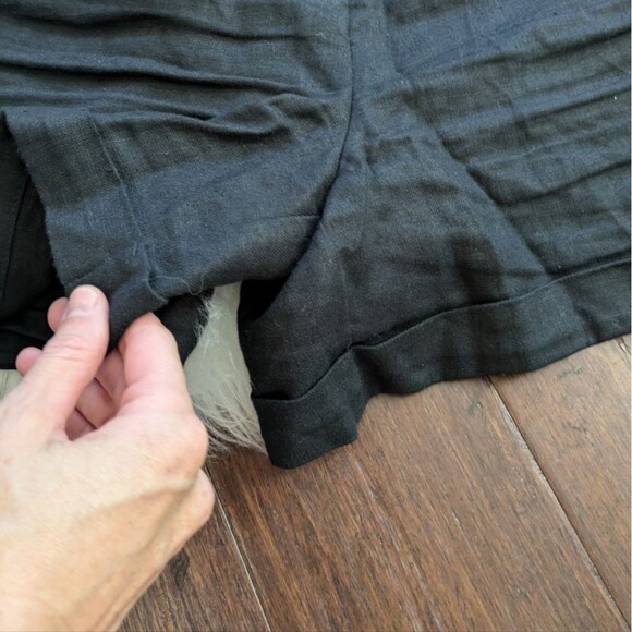 Witchery Australia 100% Linen black high waisted cuffed paperbag shorts 14 - Picture 2 of 5